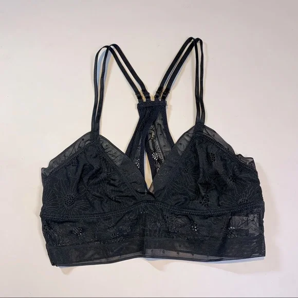 XS Aerie black POP! lace pullover bralette - Picture 3 of 11